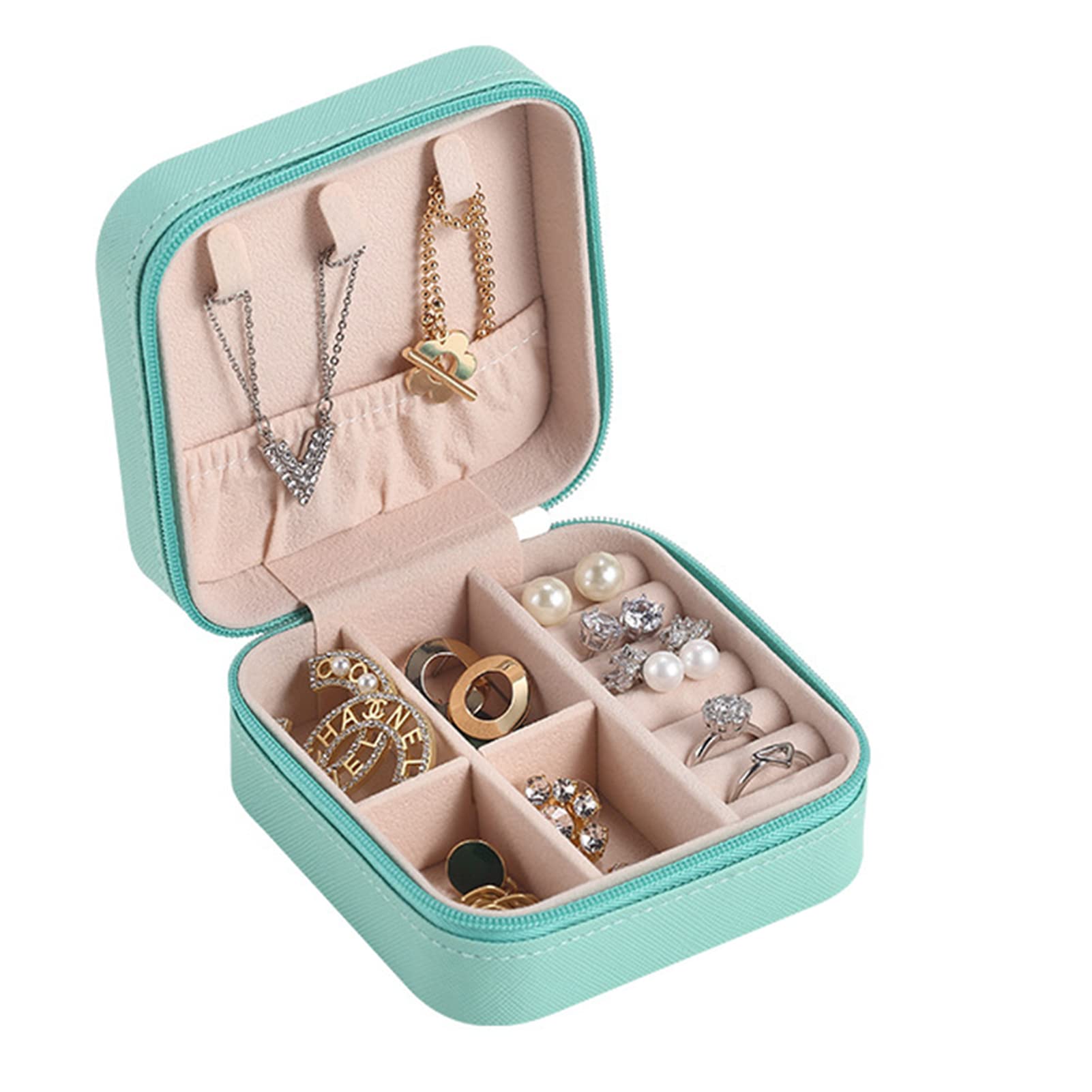 PU Leather Small Jewelry Box - Portable Travel Jewelry Organizer for Rings, Pendants, Earrings, Necklaces & Bracelets | Perfect for Travel, Home Storage & Gift Giving