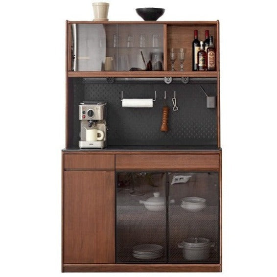 Solid Black Walnut Wood Sideboard Buffet Cabinet - Rustic Dining Room Storage Furniture for Kitchen, Living Room & Entryway Organization