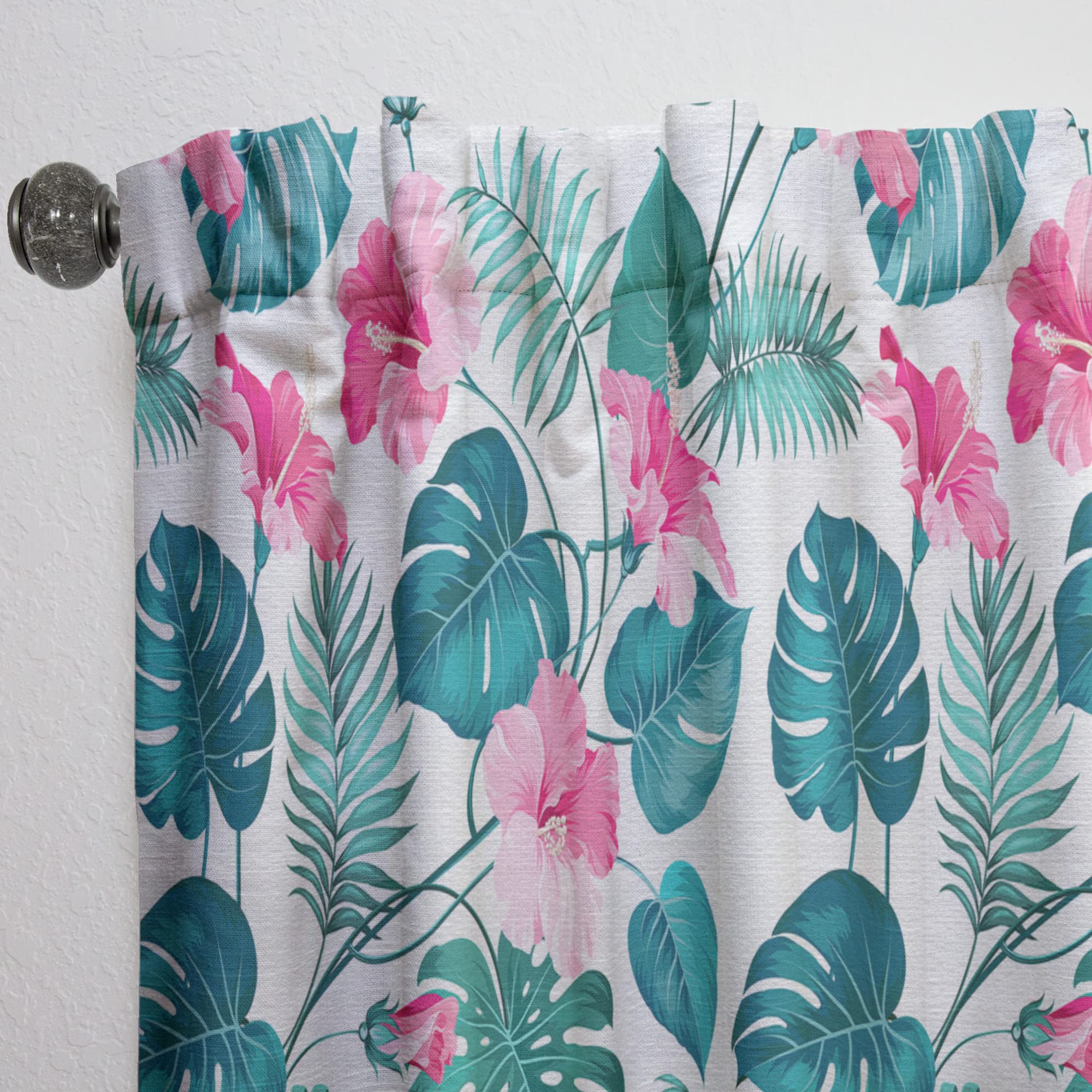DesignQ Thermal Insulated Curtains - Tropical Botanicals & Flowers Pattern, 52x90 Inch Single Panel for Bedroom & Living Room - Energy Saving, Blackout Drapes for Home Decor