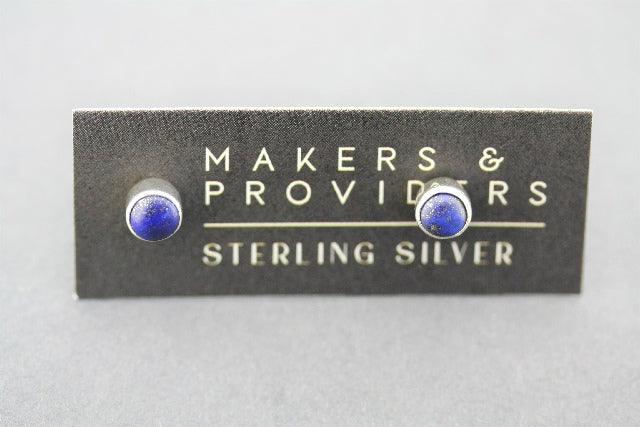 4mm Silver Stud Earrings with Lapis Lazuli Gemstone - Elegant Jewelry for Women, Perfect for Everyday Wear & Special Occasions