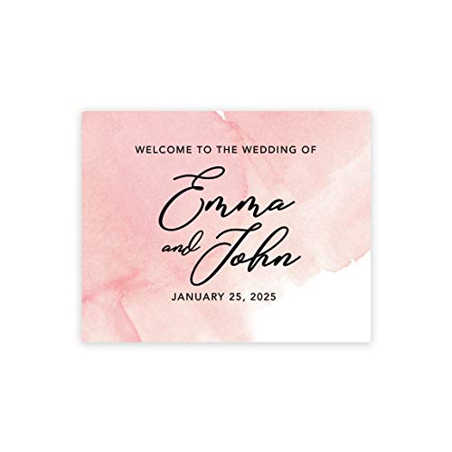 Pink Welcome to the Wedding Watercolor Stroke