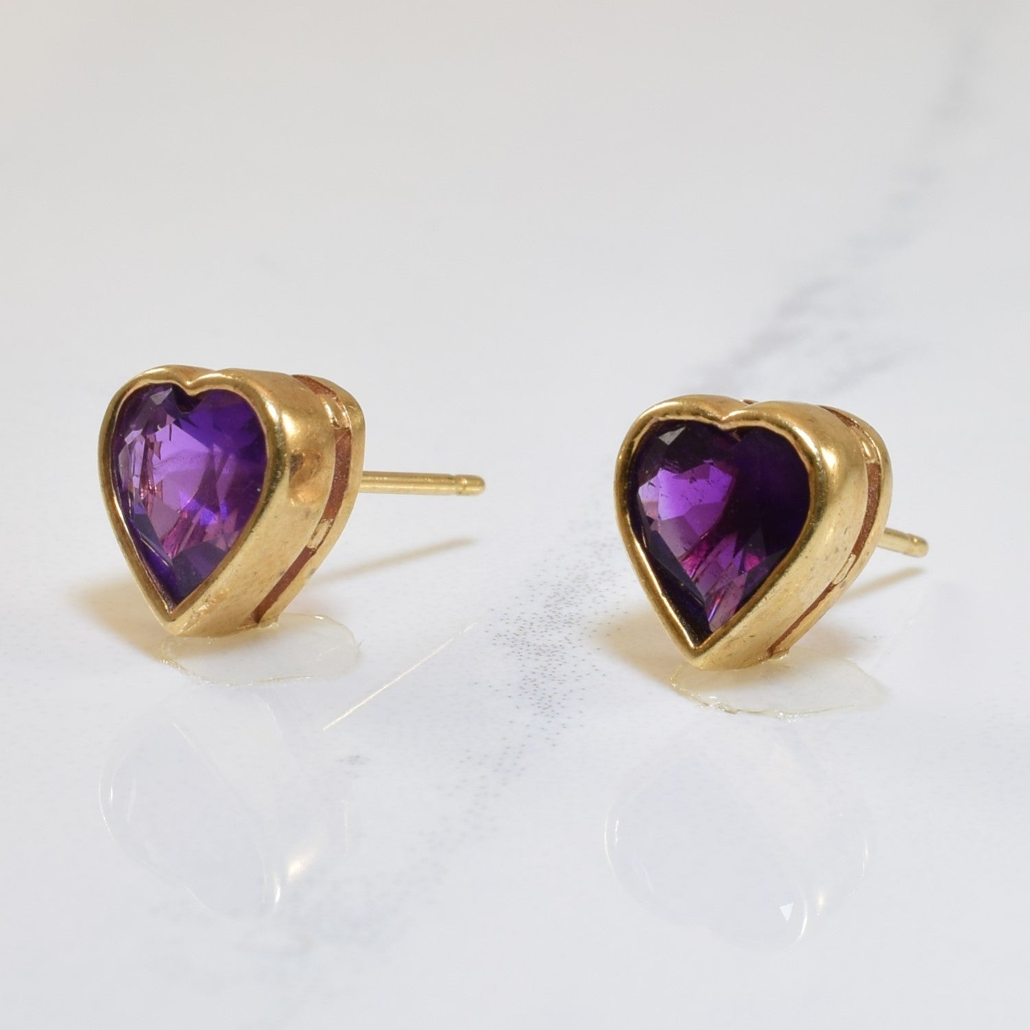 Amethyst Heart Stud Earrings - 1.20ctw Genuine Gemstone Jewelry for Women - Perfect for Valentine's Day, Anniversary & Romantic Gifts