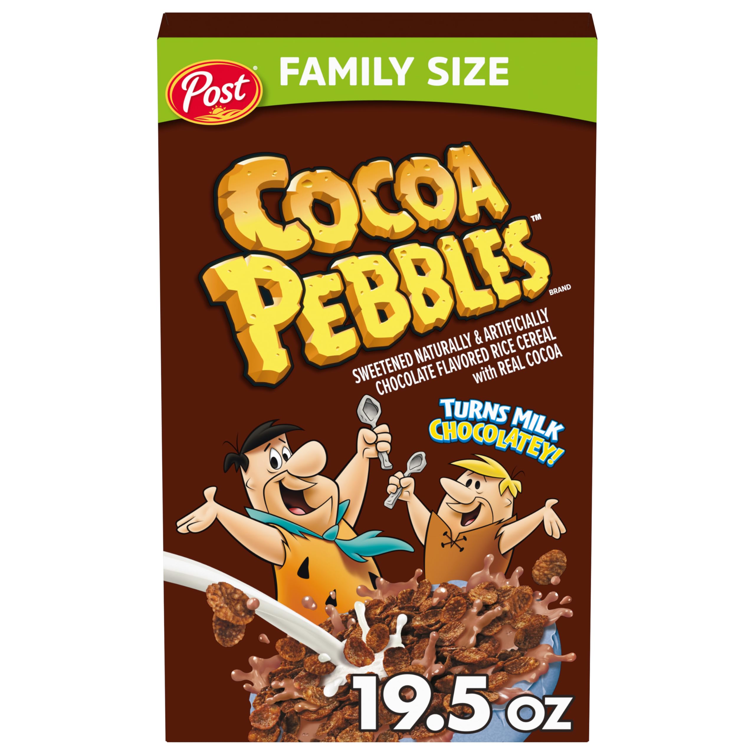 Post Cocoa PEBBLES Gluten-Free Breakfast Cereal - Cocoa Flavored Crispy Rice Cereal, 19.5 Oz - Perfect for Quick Breakfast, Snacks & On-the-Go Meals
