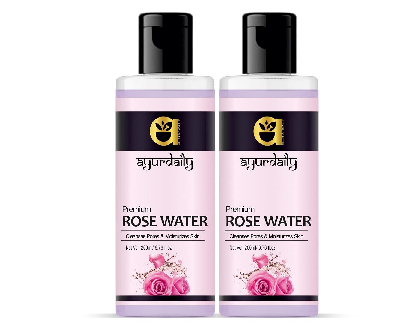 Ayurdaily Pure Rose Water Facial Toner for Men & Women - 200ml (Pack of 2) | Hydrating, Refreshing & Soothing Skin Care | Perfect for Daily Use, After Sun Care & Makeup Removal