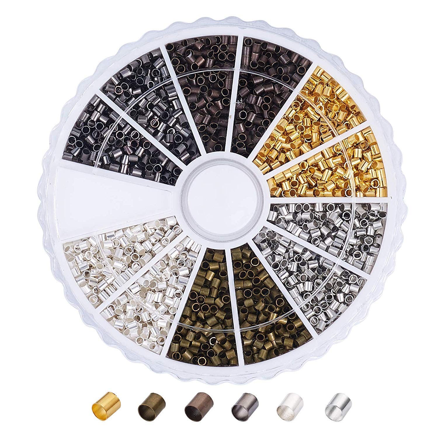 3300Pcs/Box Tube Brass Crimp Beads - 6 Colors 1.5x1.5mm Jewelry Making Spacer Beads & Terminators for Bracelets, Necklaces & DIY Crafts