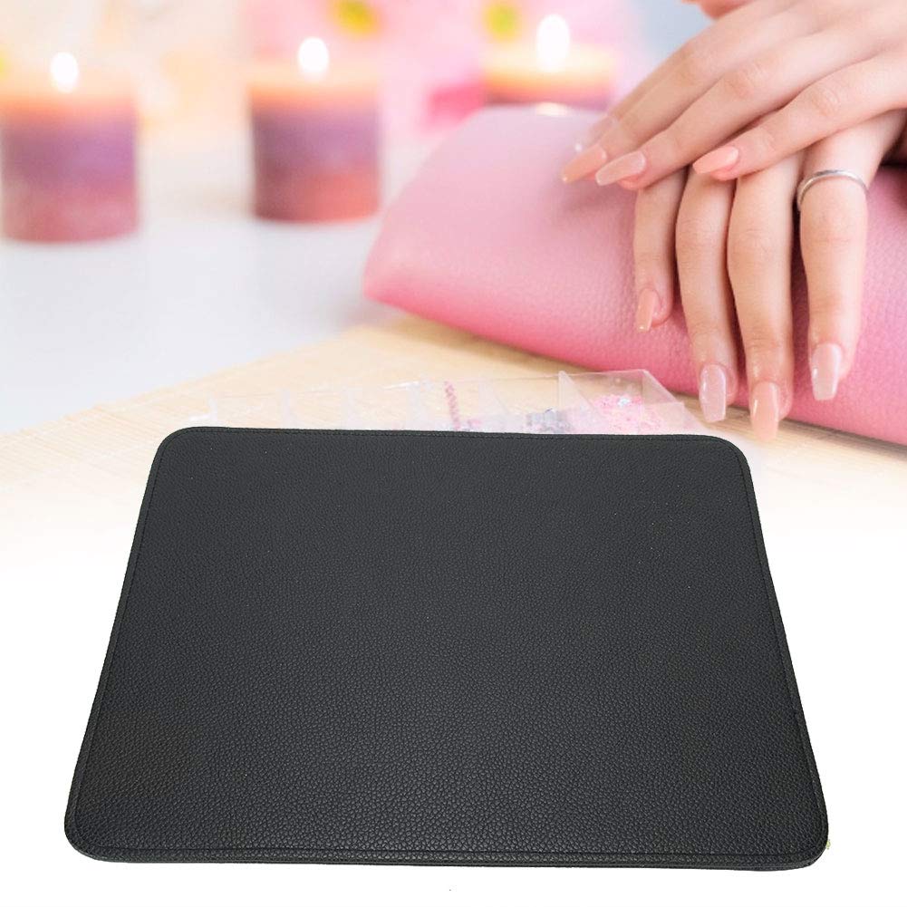 Nikou Washable Foldable Nail Art Table Mat - Non-Slip Manicure Desk Pad for Salon & Home Use, Black Nail Cushion Hand Mat for Gel Polish & Acrylic Nail Art