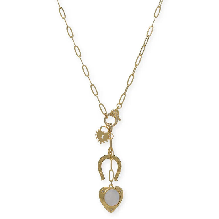Bracha Montana Lariat Gold Tone Necklace - Elegant Layered Statement Jewelry for Women | Perfect for Date Night, Office Wear & Special Occasions