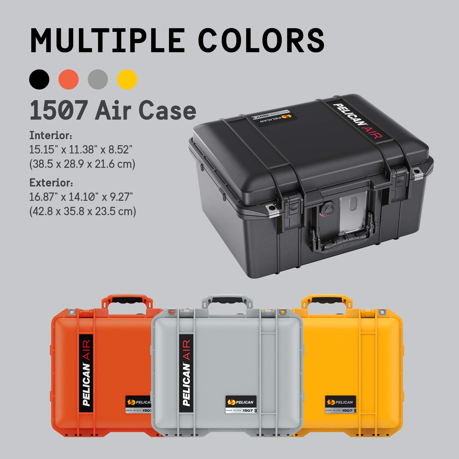Pelican Air 1507 Protective Case with Trekpack Dividers - Lightweight Waterproof Hard Case for Camera, Drone & Electronics - Perfect for Travel, Outdoor Adventures & Professional Equipment Storage