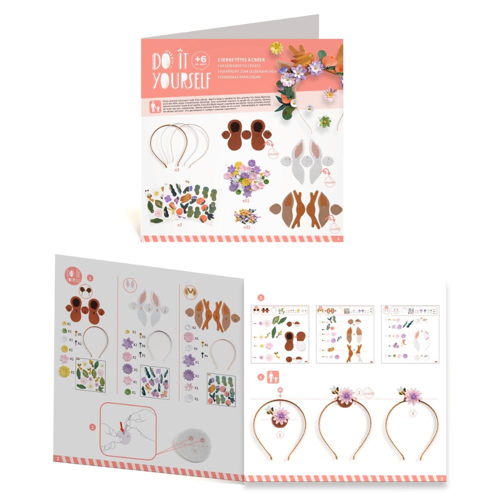 DIY Flower Friends Headband Kit - 3 Creative Headbands to Make for Kids, Girls, and Teens - Perfect for Birthday Parties, Dress-Up, and Arts & Crafts Activities