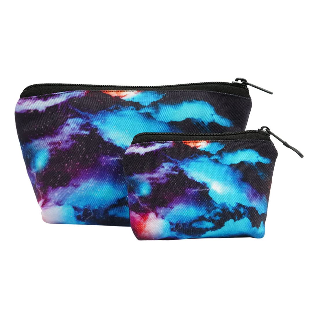 Crazyify Printed Makeup Pouch Set of 2 - Waterproof Cosmetic Bag for Women, Travel Toiletry Organizer, Multi-Purpose Utility Pouch | Perfect for Travel, Gym, Beach & Daily Essentials Storage