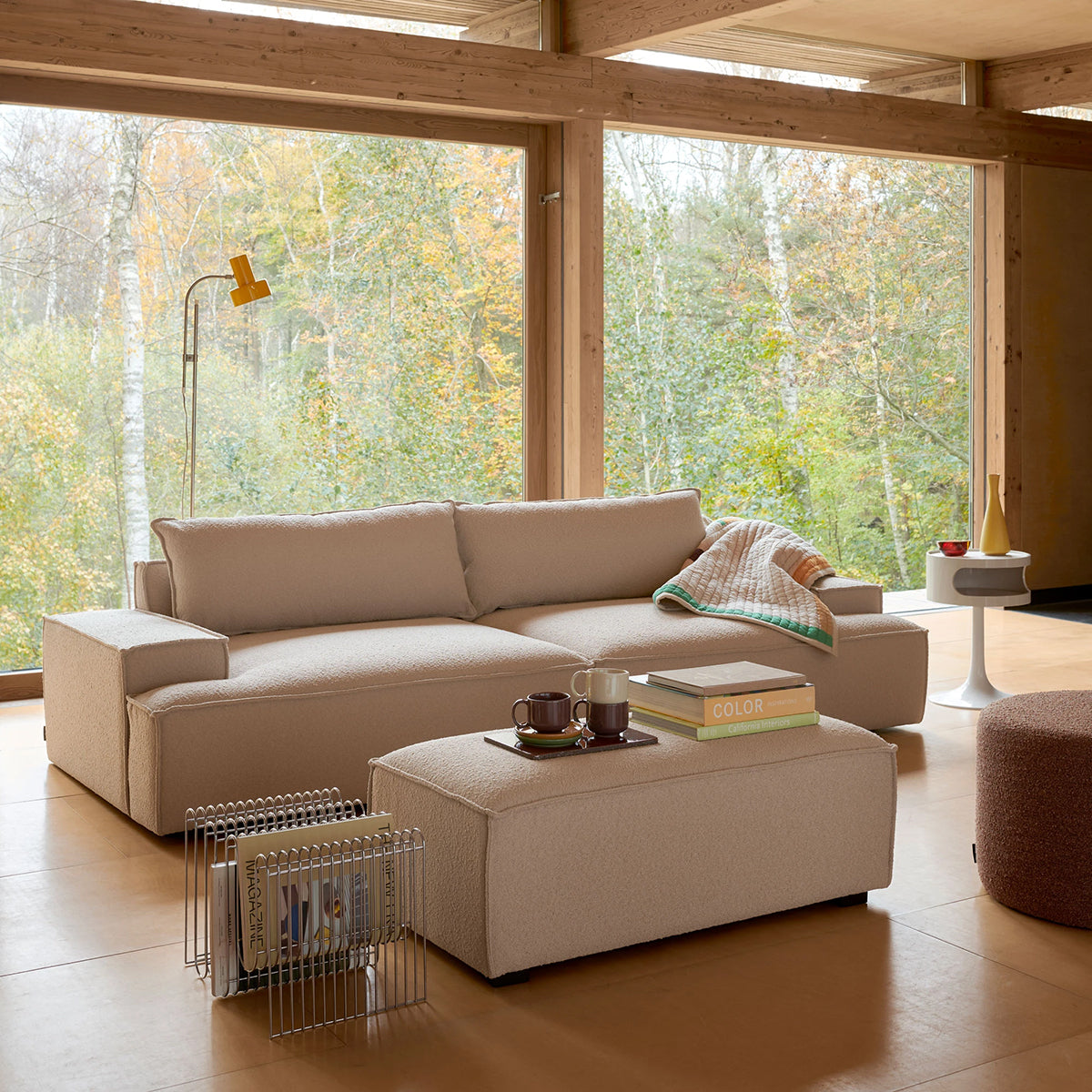 Daphne Boucle 1-Seater Left Arm Modular Sofa - Modern Compact Loveseat for Small Spaces, Apartments & Cozy Living Rooms
