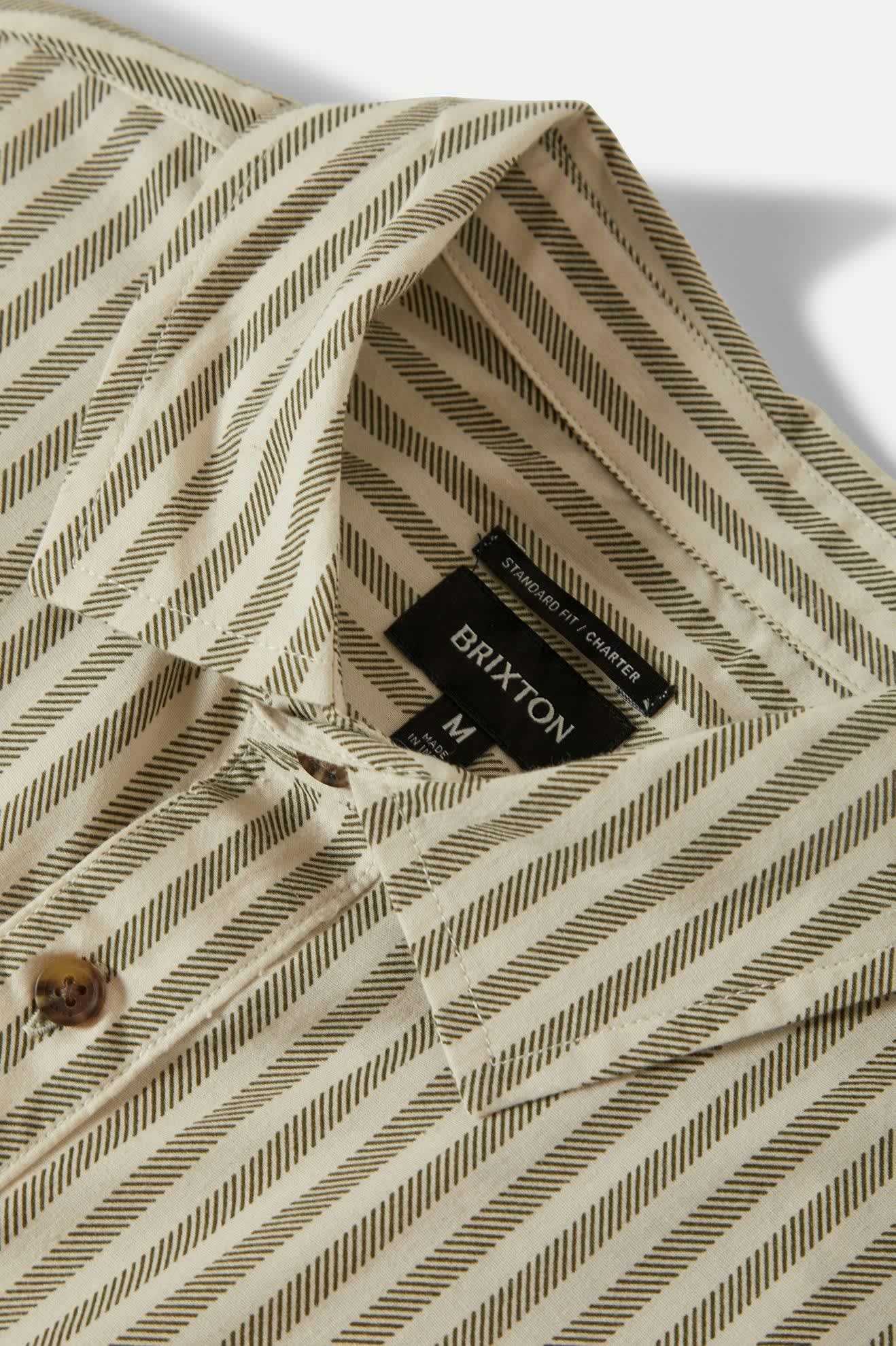 Charter Print Short Sleeve Shirt - Whitecap/Ivy Green Stripe | Casual Summer Wear for Men | Perfect for Beach Outings & Outdoor Activities
