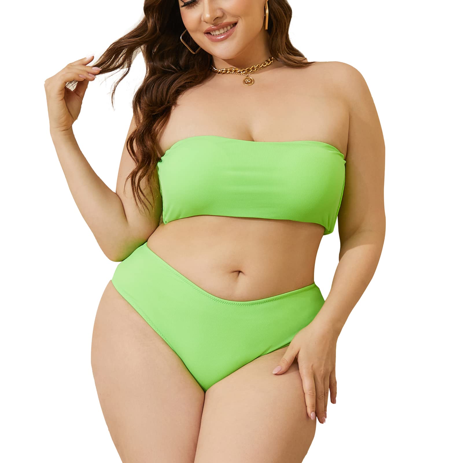 Yii ouneey Plus Size Swimsuit for Women - High Waisted Bikini Set with Tummy Control - Flattering Bathing Suit for Beach, Pool & Vacation