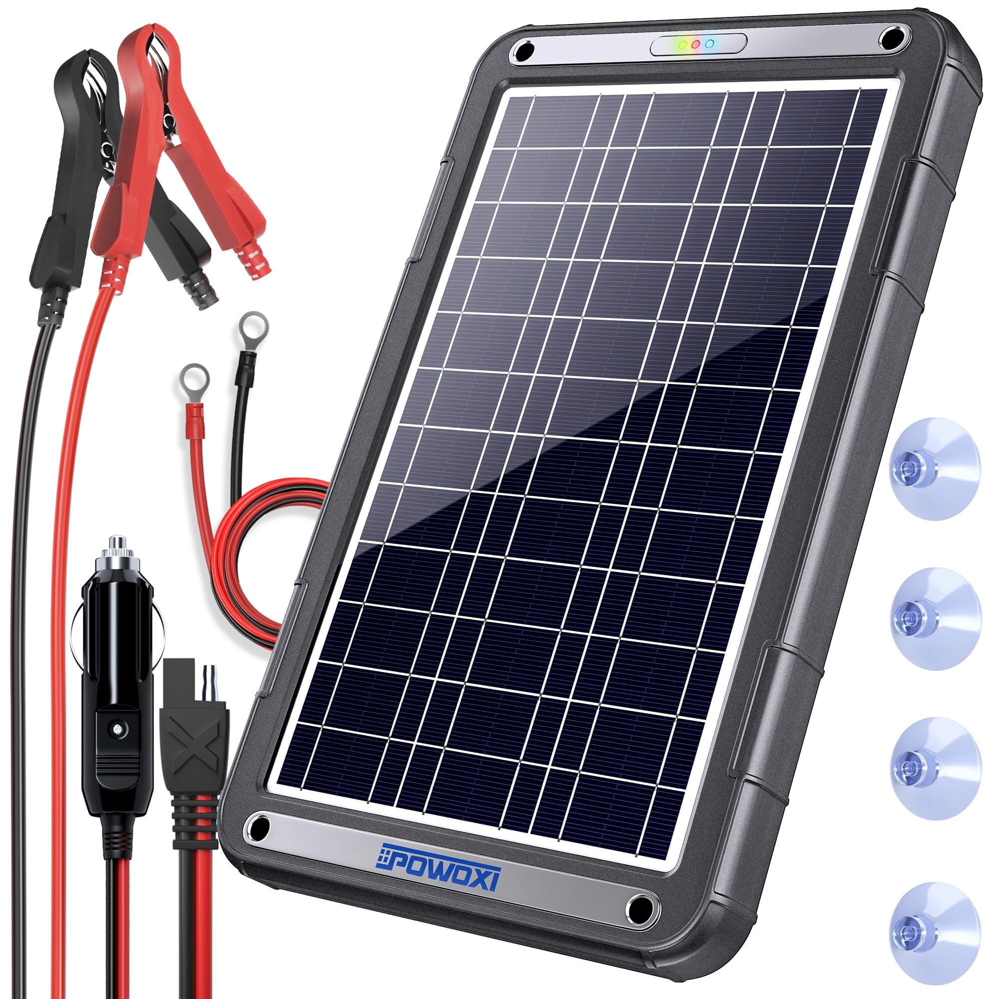 12V Solar Car Battery Charger & Maintainer - 12W MPPT Solar Panel Kit for Automotive, RV, Boat, Motorcycle, Trailer, Truck, Snowmobile, Tractor - Ideal for Off-Grid Charging & Long-Term Vehicle Storage