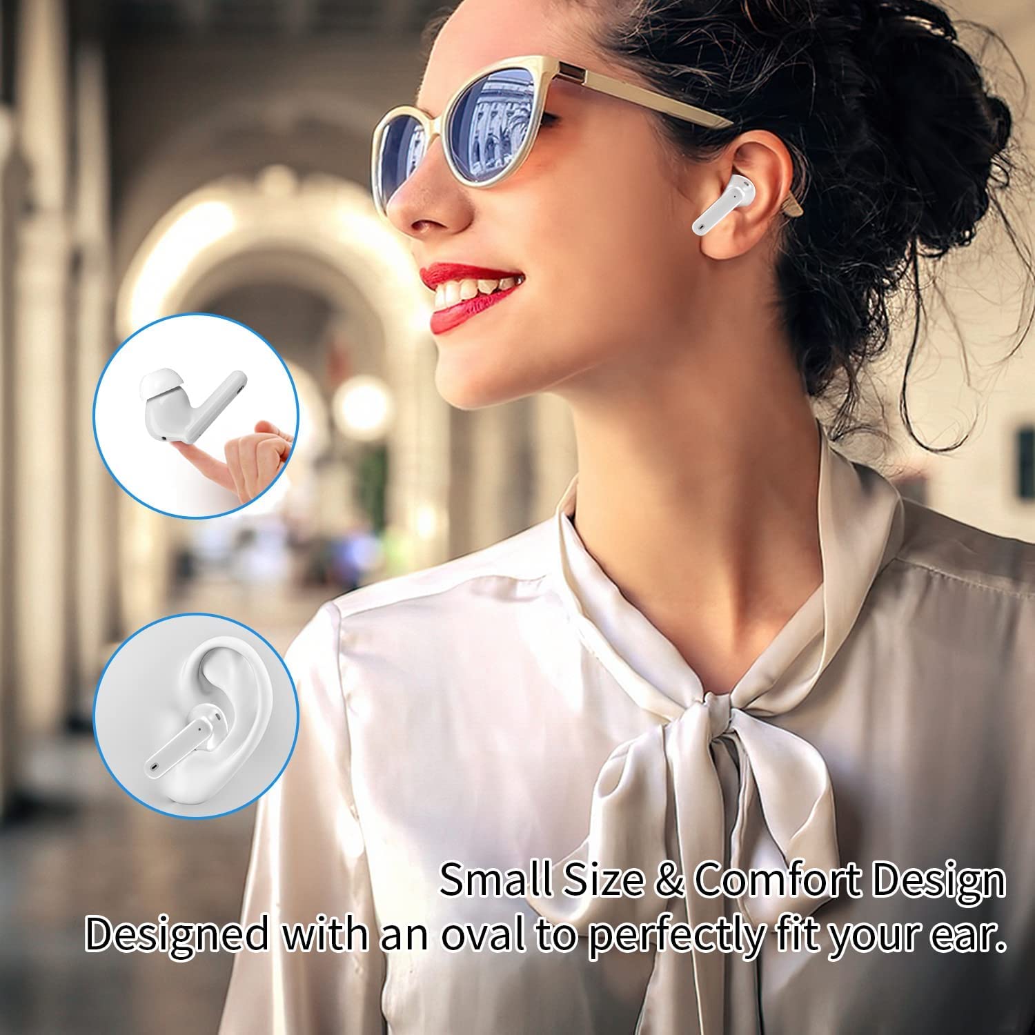 Wireless Earbuds Bluetooth 5.0 with Active Noise Cancelling, IPX7 Waterproof in-Ear Headphones with Charging Case for iPhone Android - Perfect for Music, Gaming, Calls & Workouts (White)