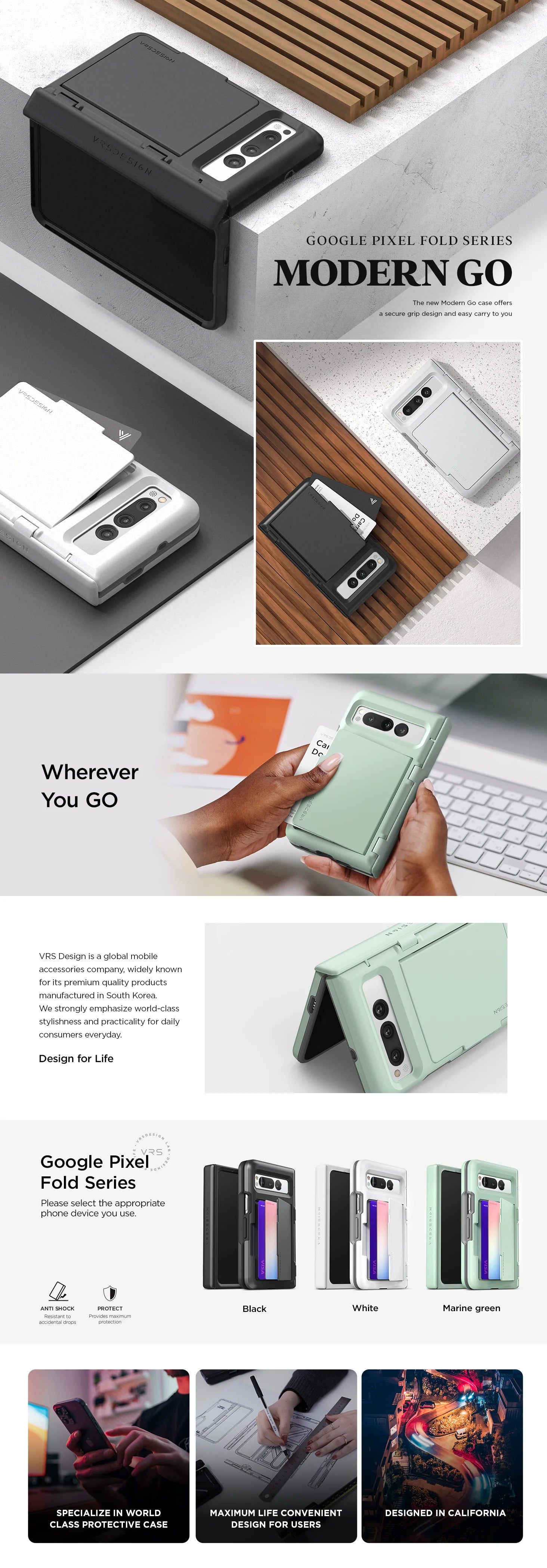Google Pixel Fold Case Terra Guard Modern GO Series - Slim Protective Cover for Google Pixel Fold - Perfect for Work, Travel & Everyday Use
