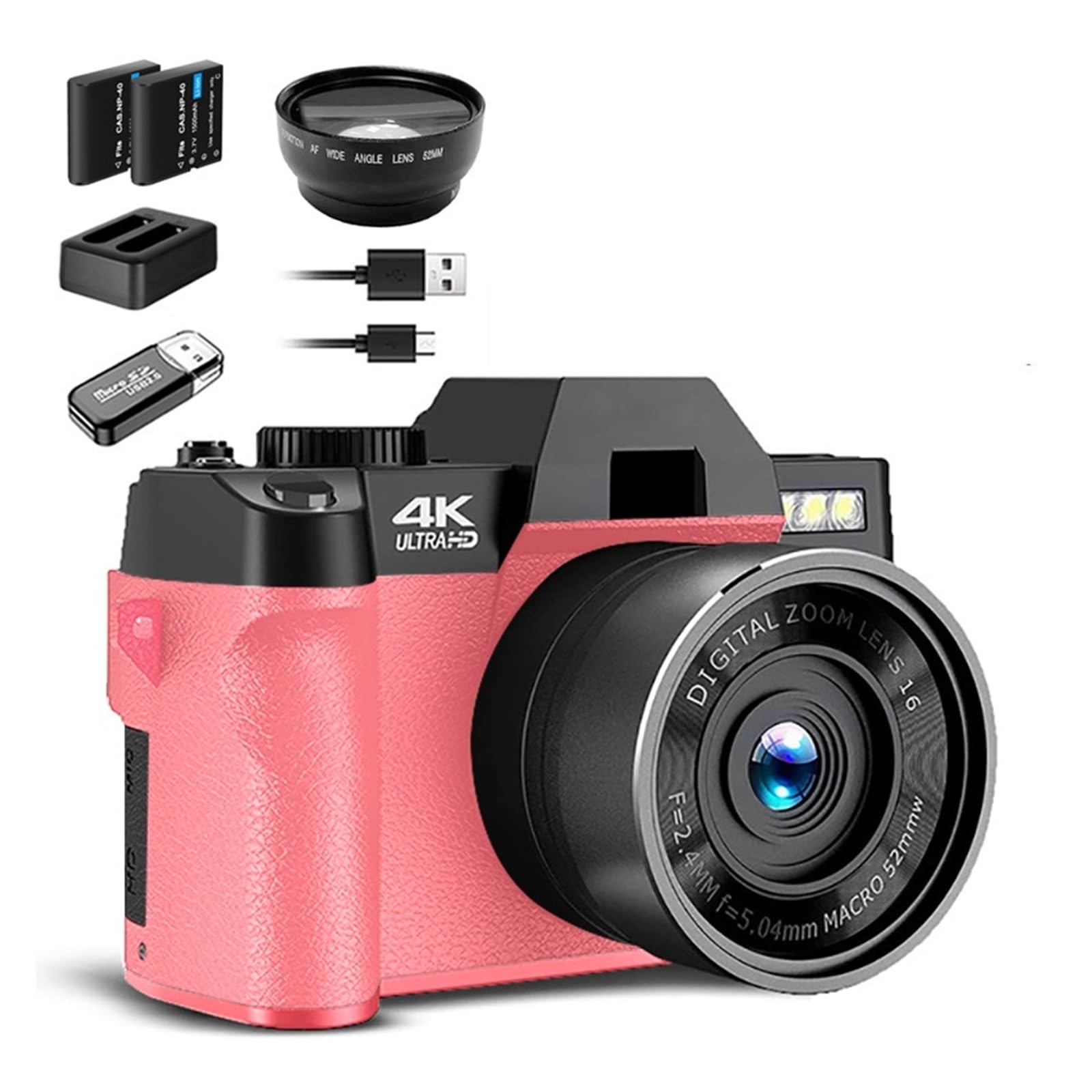4K 48MP Digital Video Camera with 180° Flip Screen & 16X Zoom - Perfect for Vlogging, YouTube, Travel Photography (Includes 32GB SD Card) - Capture Family Moments, Travel Adventures & Content Creation