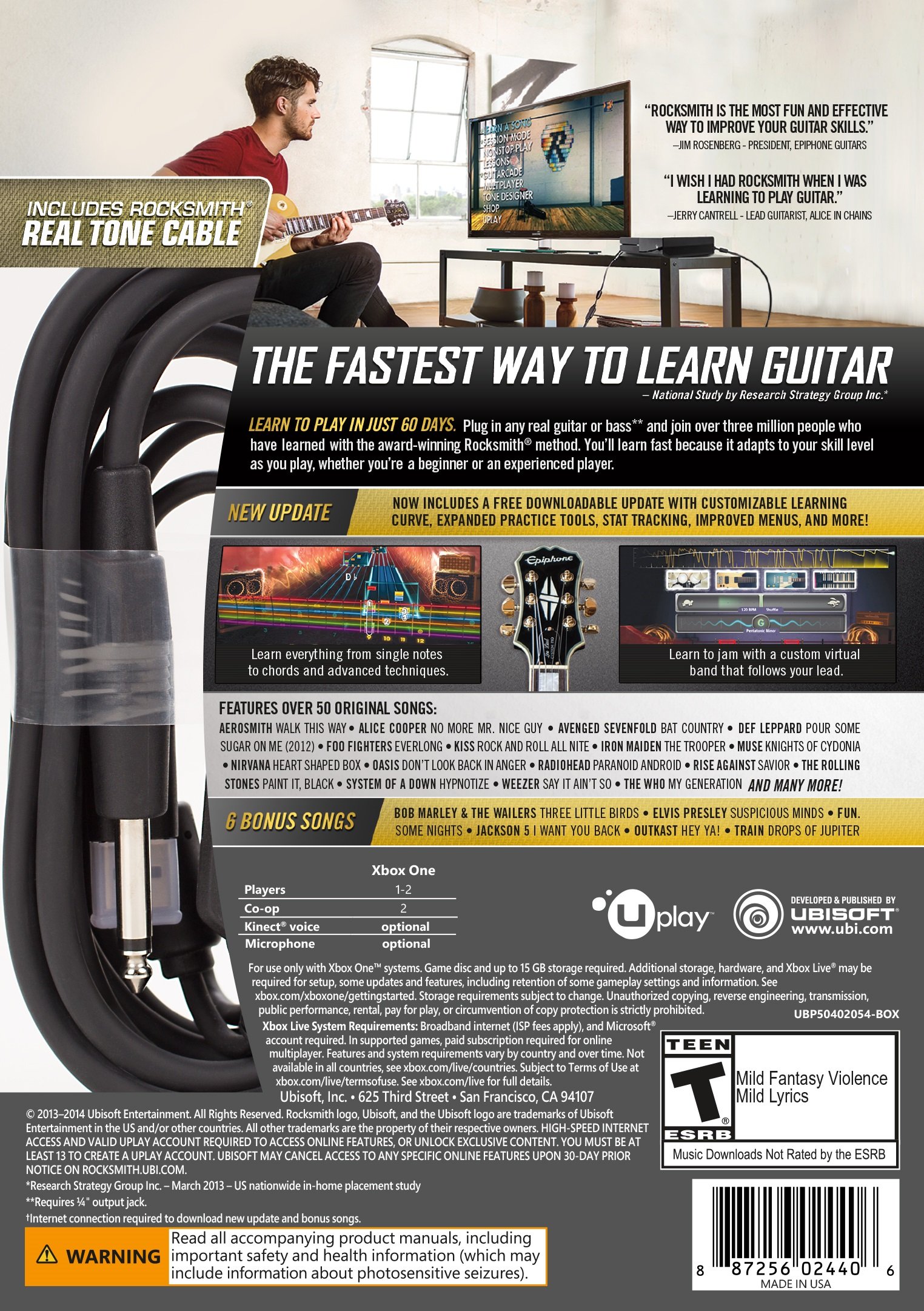 Rocksmith 2014 Edition Remastered - Xbox One Standard Edition | Learn Guitar with Real-Time Feedback | Perfect for Beginners & Advanced Players at Home