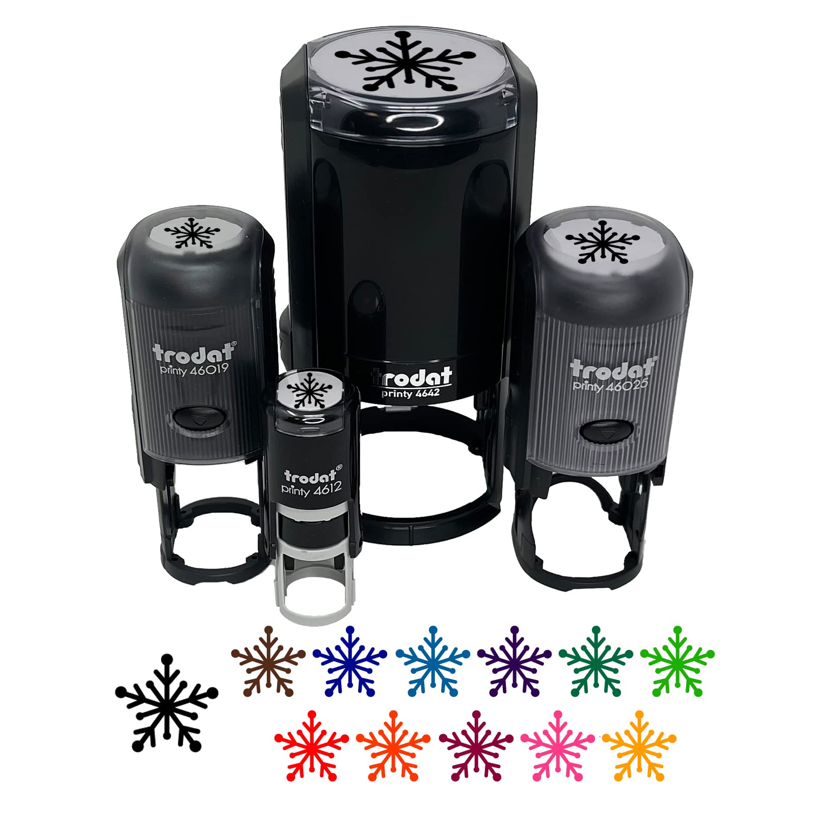 Star Snowflake Self-Inking Rubber Stamp - 1 Inch Medium Red Ink Stamper for DIY Crafts, Scrapbooking, Planner Decorations & Holiday Card Making