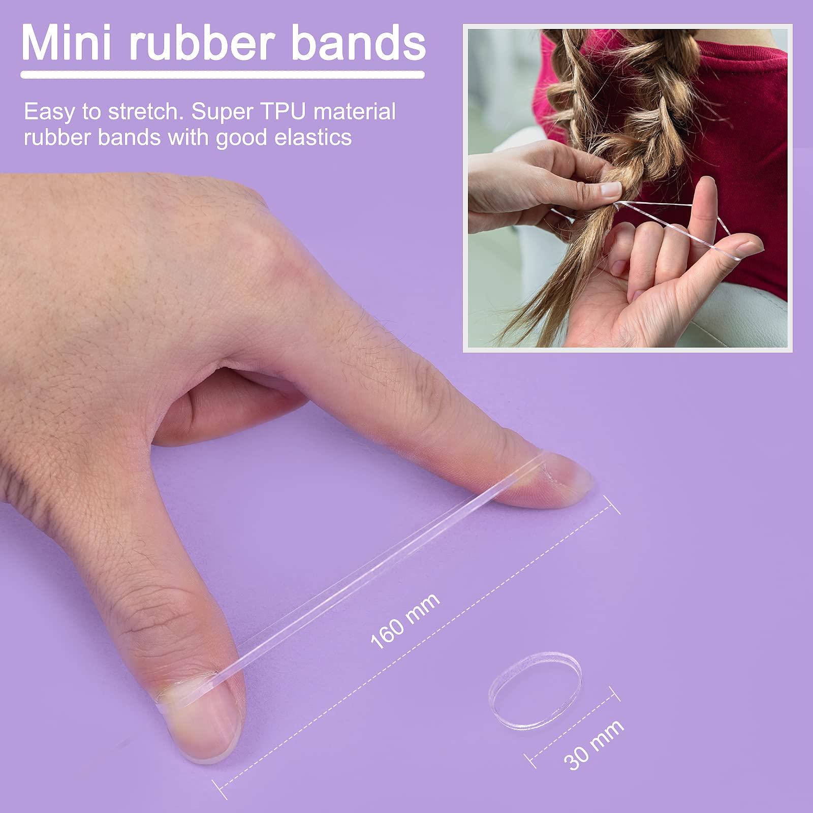 MORGLES 1000pcs Clear Small Hair Elastic Bands for Women, Men & Kids - No Damage Hair Ties for Braiding, Ponytails & Hairstyling - Includes Storage Box