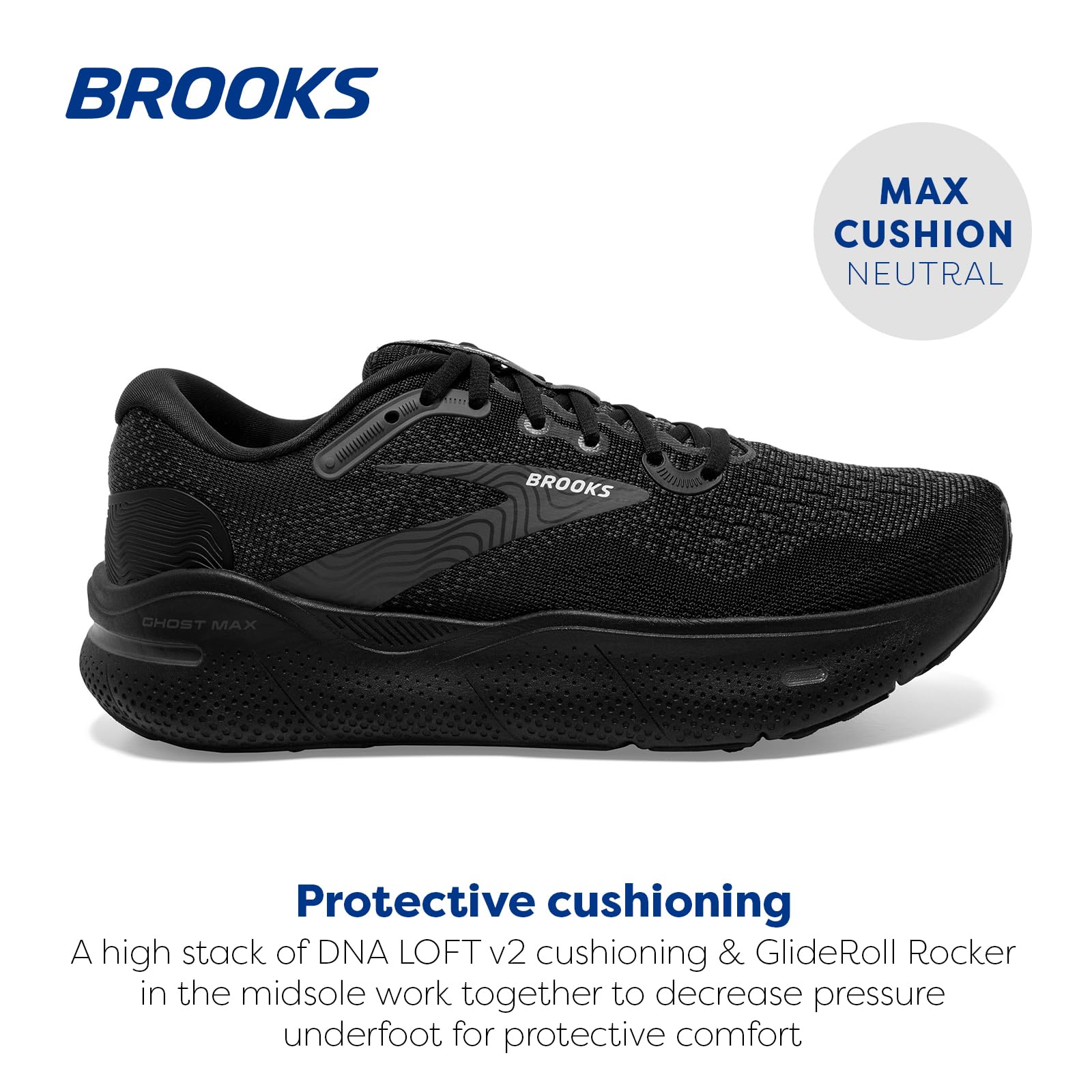 Brooks Men’s Ghost Max Cushion Neutral Running Shoes - Lightweight Support for Jogging, Walking & Gym Workouts - Perfect for Road Running, Daily Training & Fitness Enthusiasts