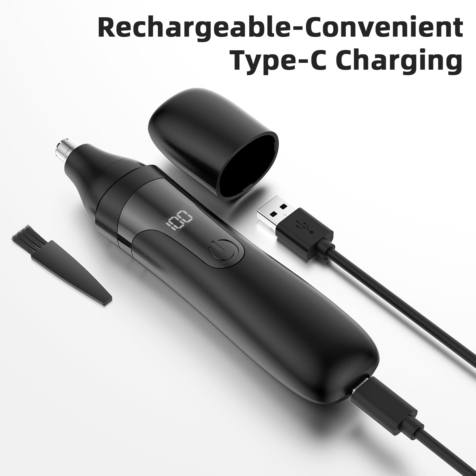 Rechargeable Painless Nose Hair Trimmer - Professional Dual Edge Blade for Nose, Ear & Eyebrow Grooming - Easy Clean & Wash - Perfect for Travel & Daily Personal Care