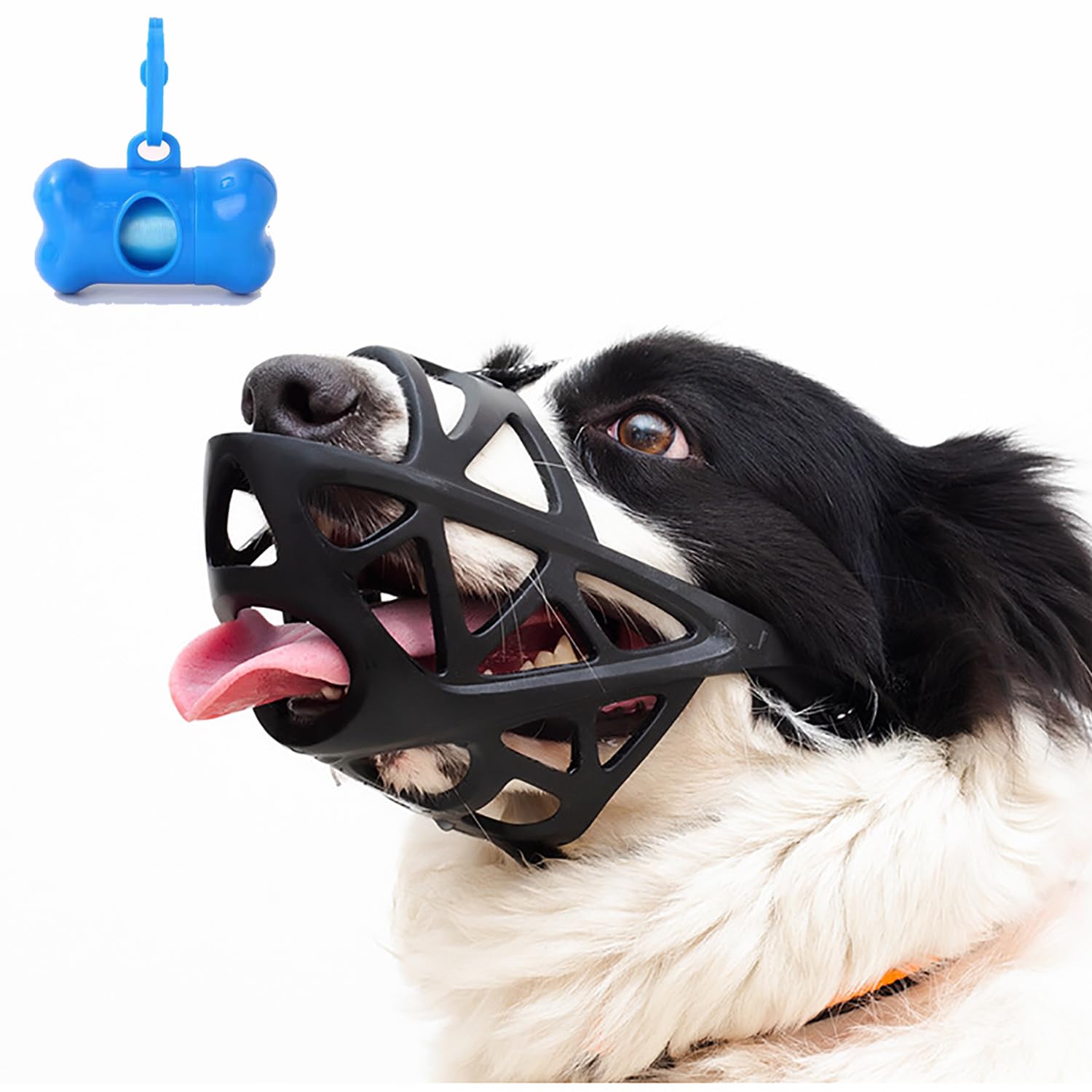 **Breathable Dog Muzzle - Soft Basket Cage for Small, Medium & Large Dogs | Anti-Biting, Barking & Chewing | Includes 1 Pack Poop Bags | Perfect for Training, Grooming & Vet Visits**