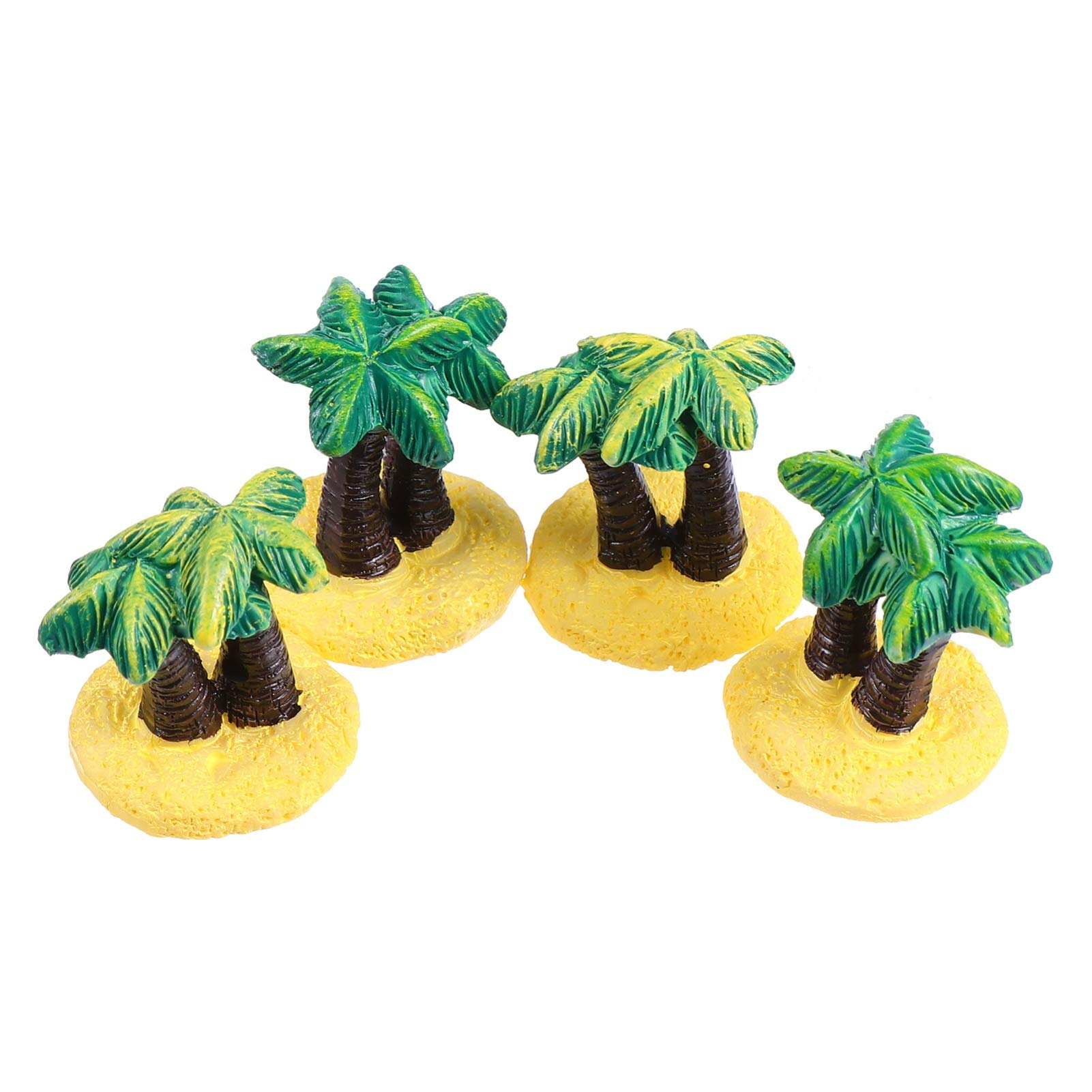 PRETYZOOM 4-Piece Plastic Coconut Palm Tree Miniature Plant Pots - Mini Bonsai Coconut Tree Decor with Artificial Plants for Home, Office, Aquarium & Store Displays | Perfect for Tropical Themed Decor, DIY Crafts & Micro Landscaping