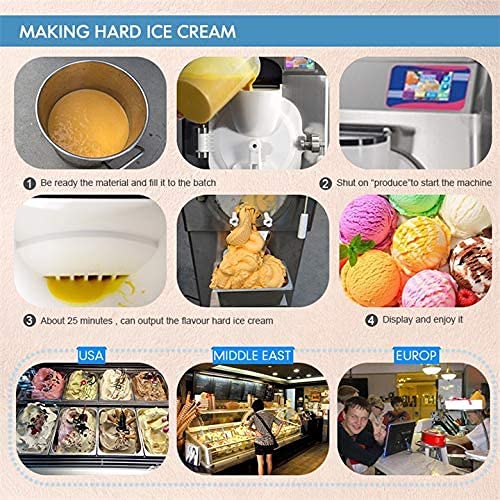 Kolice Commercial ETL Certified Gelato & Hard Serve Ice Cream Machine - 9-11 Gal/Hour Output, Italian Water Ice Maker with Stainless Steel Hinge (Perfect for Ice Cream Shops, Restaurants & Catering Events)