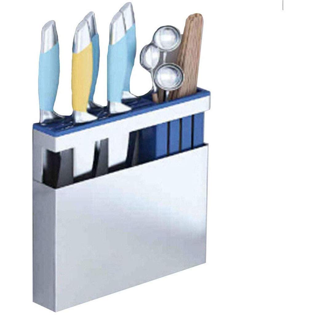 Premium Stainless Steel Knife Holder - Wall Mounted Kitchen Knife Storage Rack with Tool Shelf for Knives, Scissors & Utensils - Perfect for Home Kitchen, Restaurant & Food Prep Areas