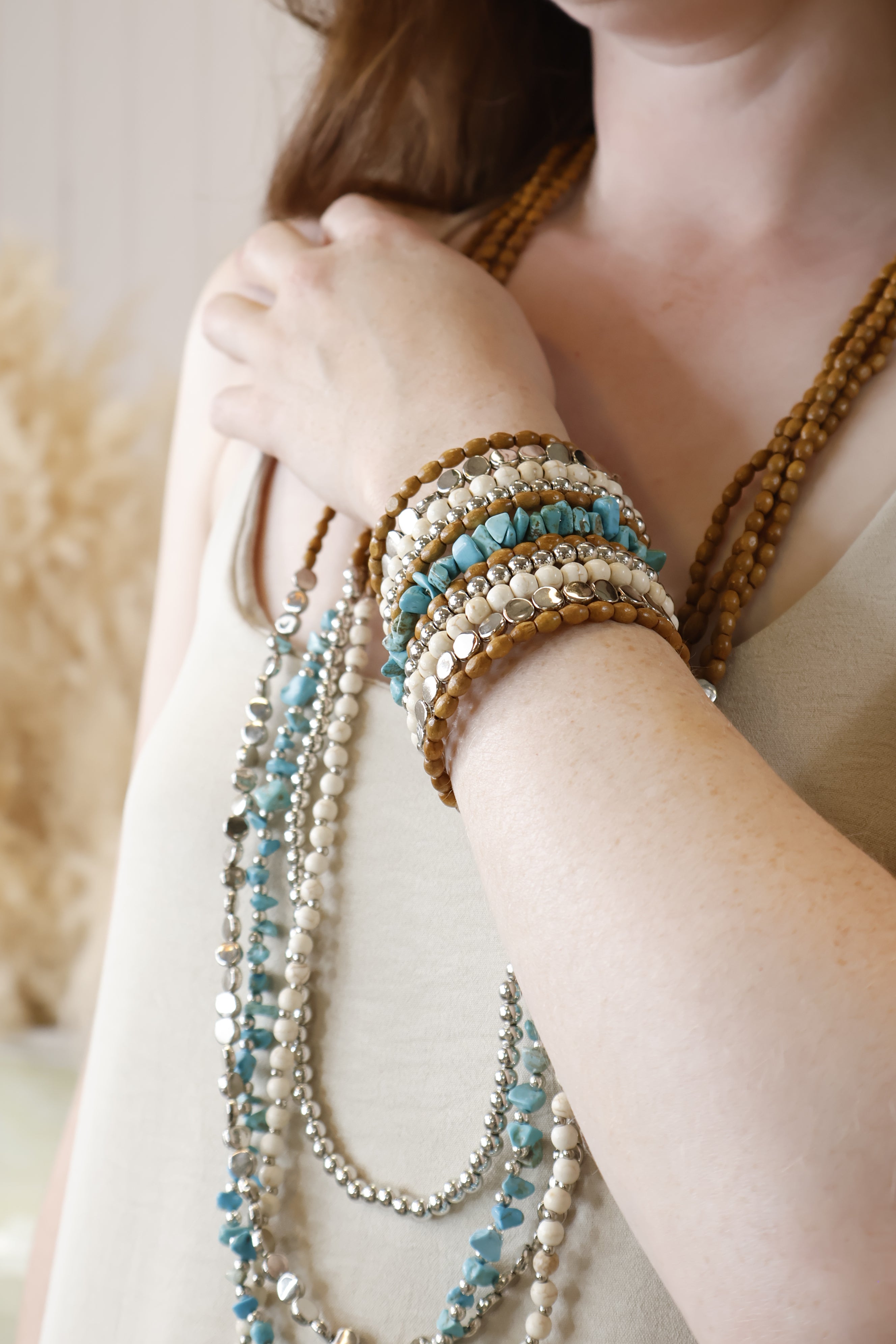 Tamila Multi Bead Necklace for Women - Bohemian Beaded Choker & Layering Necklace Jewelry - Perfect for Casual Wear, Festivals & Beach Outfits