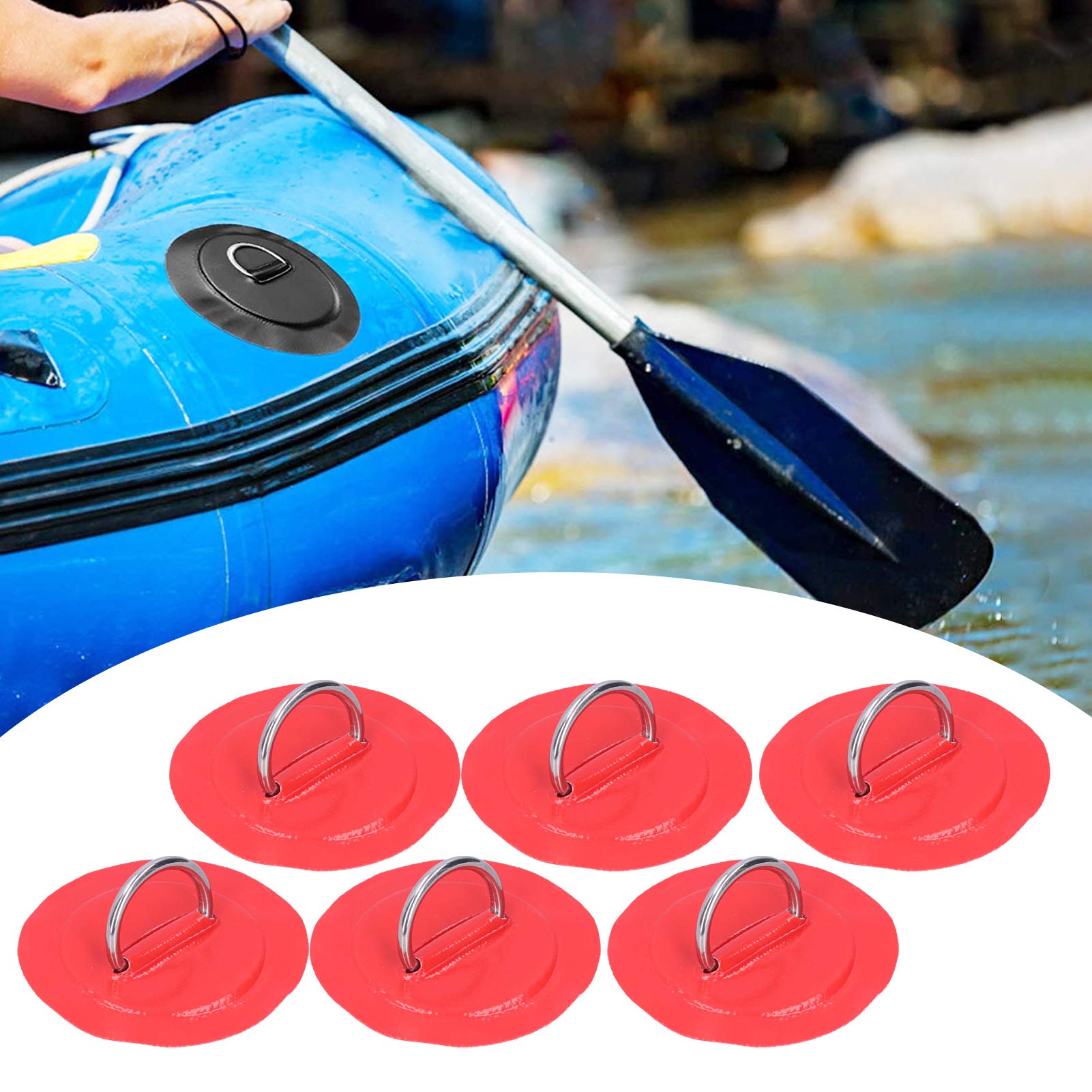 D-Ring Patch for Kayak & Inflatable Boat - Lightweight PVC D-Pad Accessory (Red) - Perfect for Kayaking, Rafting and Water Sports Gear Repair