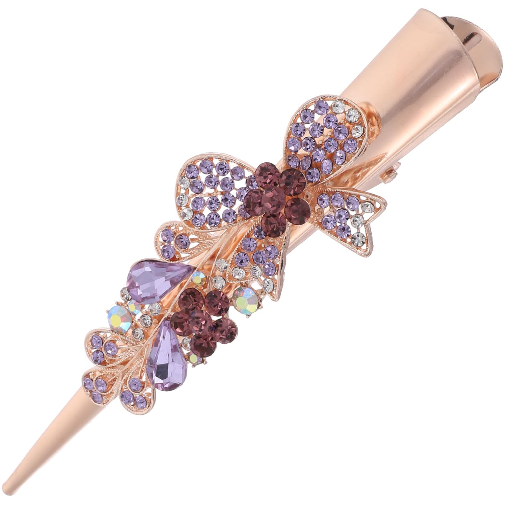 DRESSOOS Rhinestone Hair Clips for Women - Sparkling Bow Barrettes with Metal Decorations, Purple Crystal Hair Accessories | Perfect for Parties, Weddings & Everyday Styling