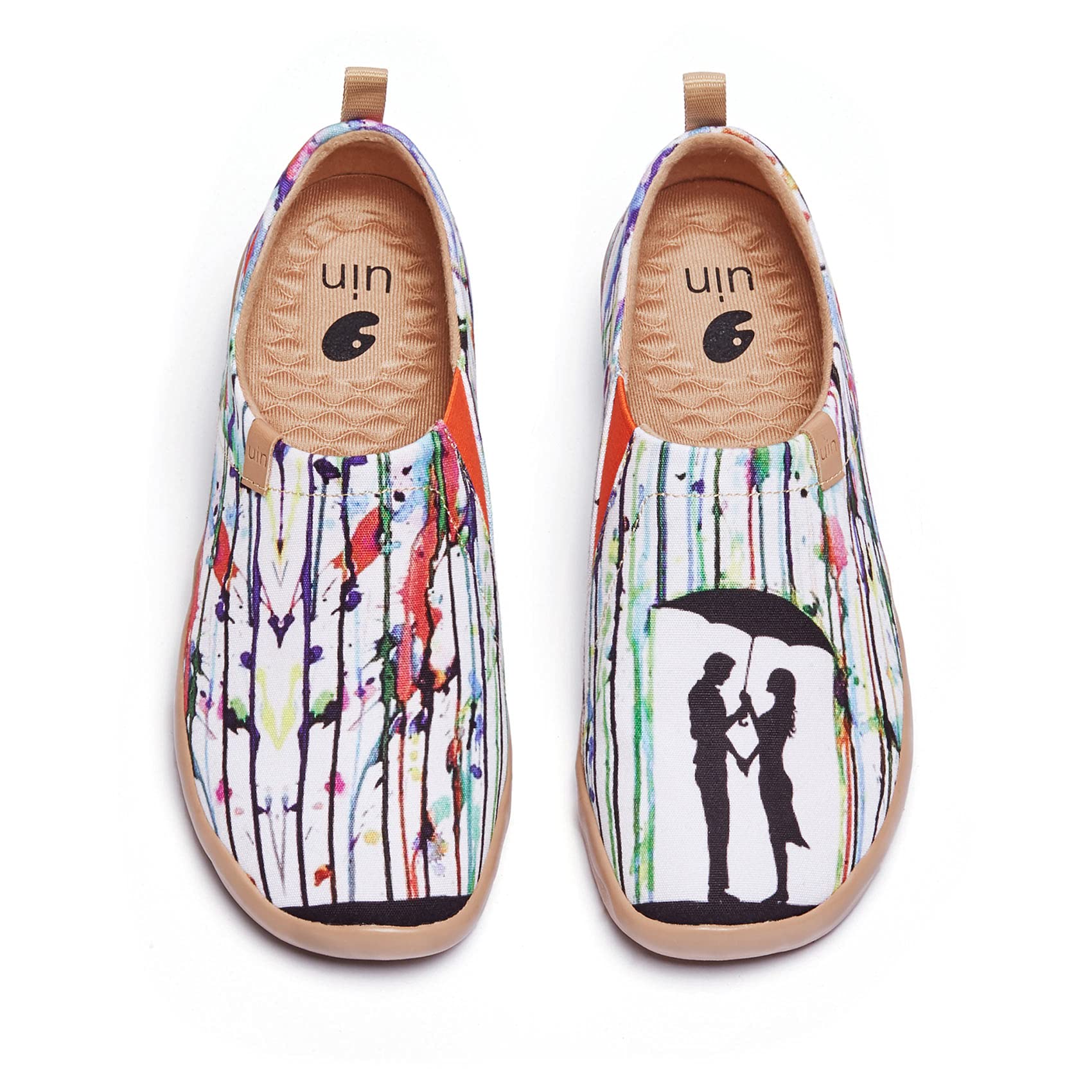 UIN Women's Slip On Sneakers - Comfortable Knit Loafers with Artistic Painting | Soft Walking Shoes for Casual Wear, Travel & Daily Errands