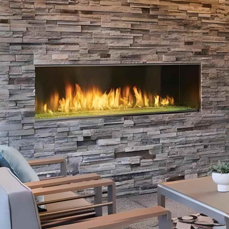60 Inch Majestic Lanai Outdoor Linear Vent-Free Gas Fireplace - Perfect for Patio, Deck, and Backyard Gatherings