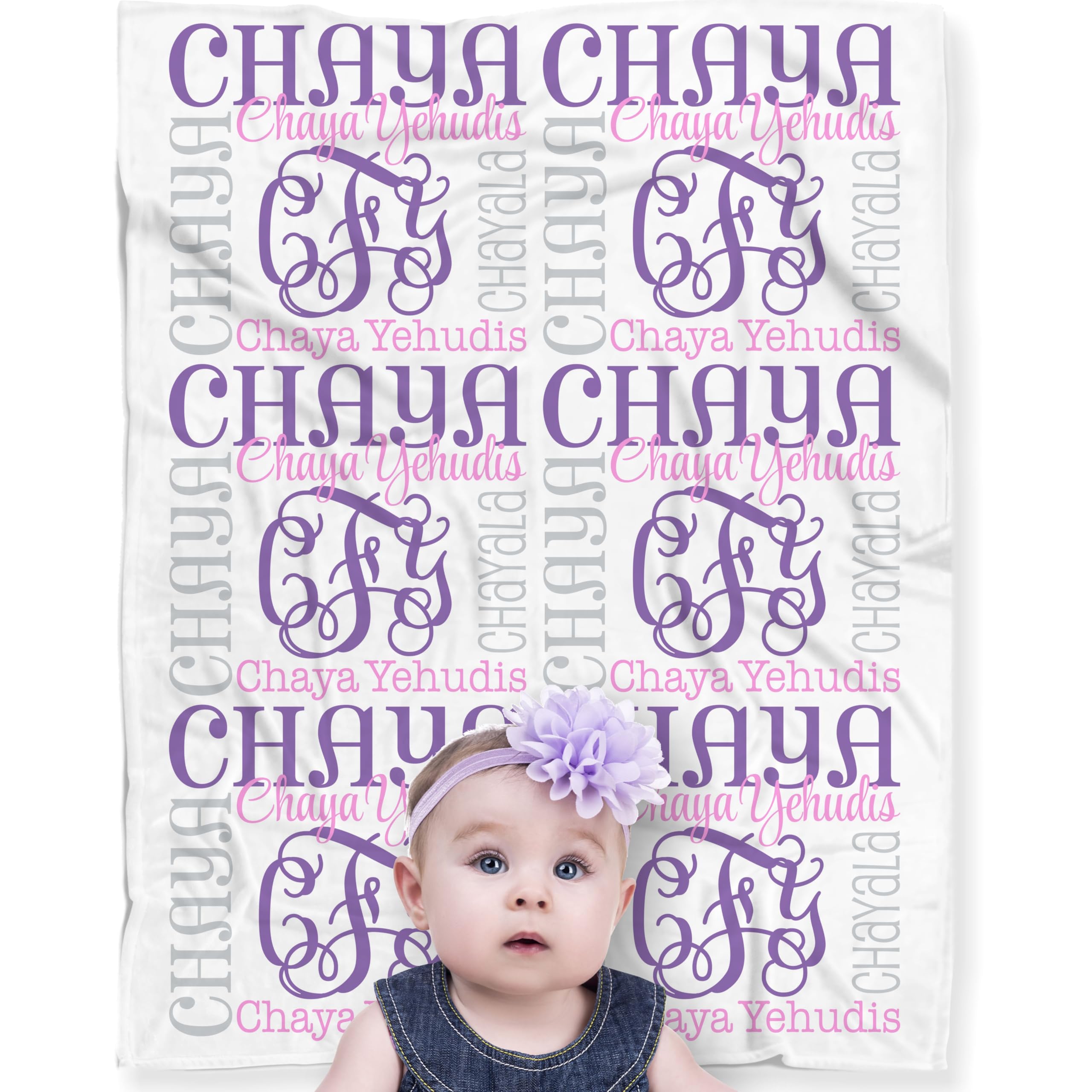 Personalized Baby Girl Blanket with Name - Monogrammed Minky Blanket for Newborns & Toddlers - Custom Crib Throw & Lovey Blanket for Girls (Vine Monogram - Ballerina, 30