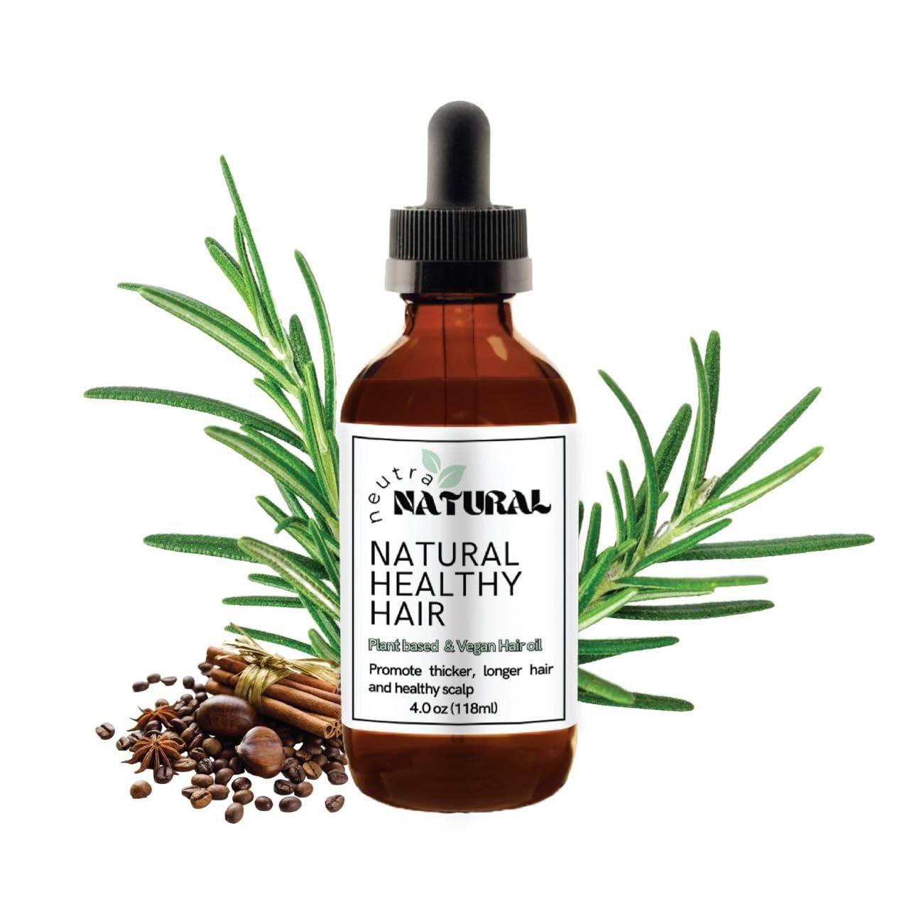 Organic Rosemary Hair Growth Oil - Plant-Based & Healthy Hair Treatment for Thicker, Stronger Hair (2oz) | TikTok Viral Hair Care for Daily Nourishment & Scalp Massage