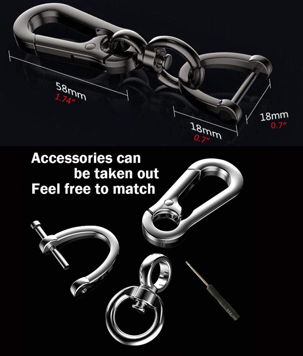 Premium Zinc Metal Key Fob with Carabiner Clip - Durable Key Ring for Car Keys & Home Use