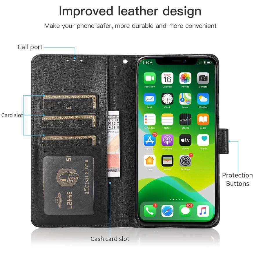 Premium Leather Wallet Flip Case for iPhone SE 2022 (3rd Gen) - RFID Blocking Card Holder & Phone Cover - Perfect for Travel, Business & Everyday Use
