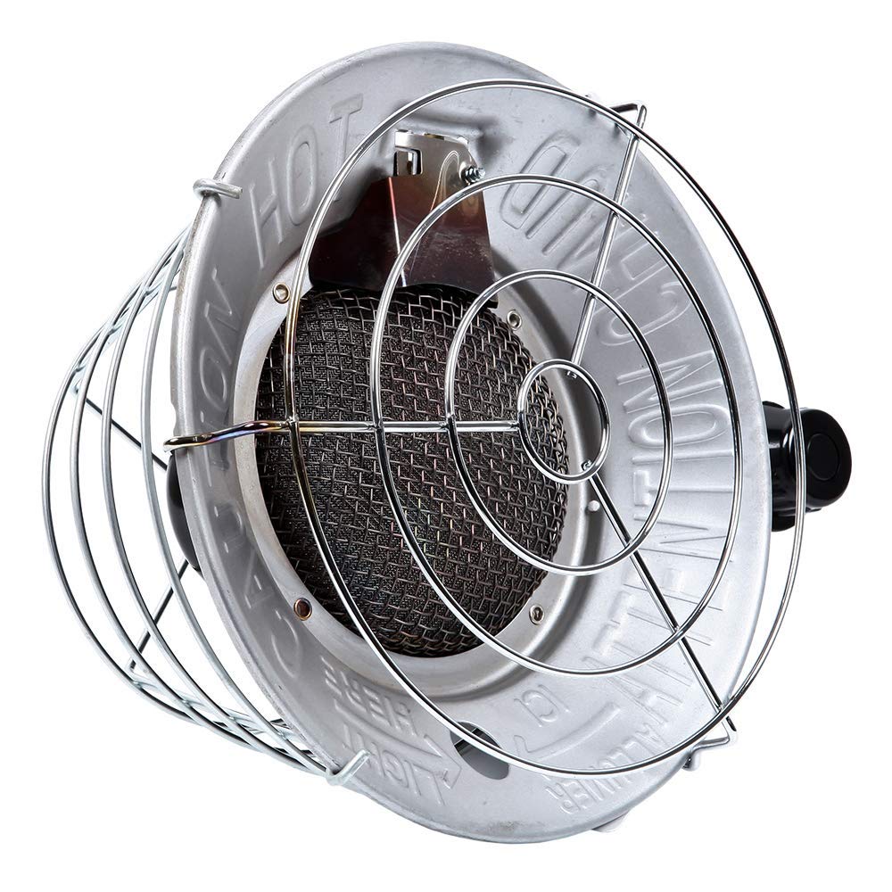 16,000 BTU Portable Propane Tank Top Heater - Silver & Black - Outdoor Patio, Garage, Workshop, and Camping Heating Solution
