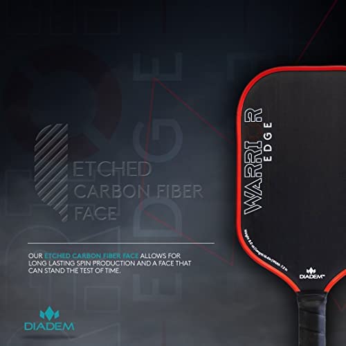 Diadem Warrior Edge Pickleball Paddle - Carbon Fiber Surface for Maximum Spin & Control, 16mm Polymer Core - Perfect for Competitive Play & Tournament Use
