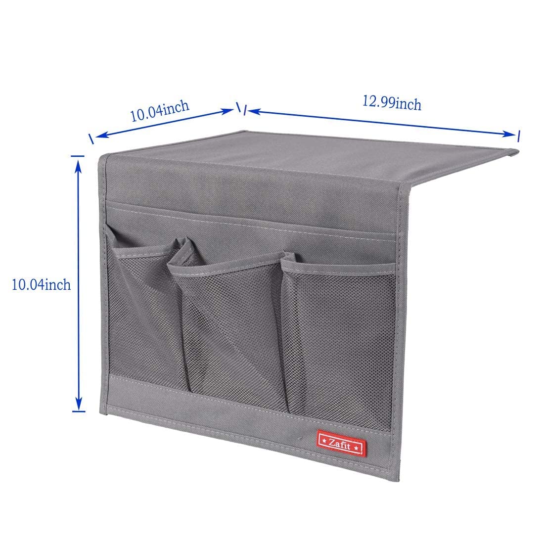 Bedside Storage Organizer with 4 Pockets - Grey | Nightstand Caddy for Phone, Glasses, Remote Control & Essentials | Perfect for Bedroom, Living Room & Office Organization