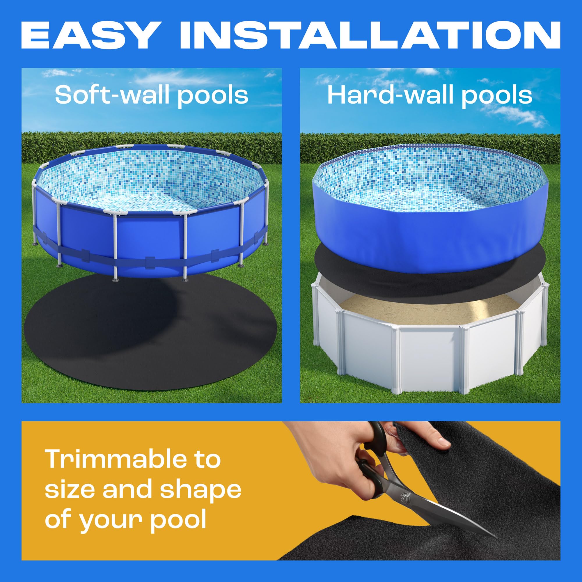 Yankee Pool Liner Pad - 21 Ft Round Puncture Proof Pool Mat for Above Ground Pools | Heavy Duty Liner Protector Against Tears, Grass & Debris | Extends Swimming Pool Liner Life | Perfect for Backyard, Patio & Outdoor Pool Protection