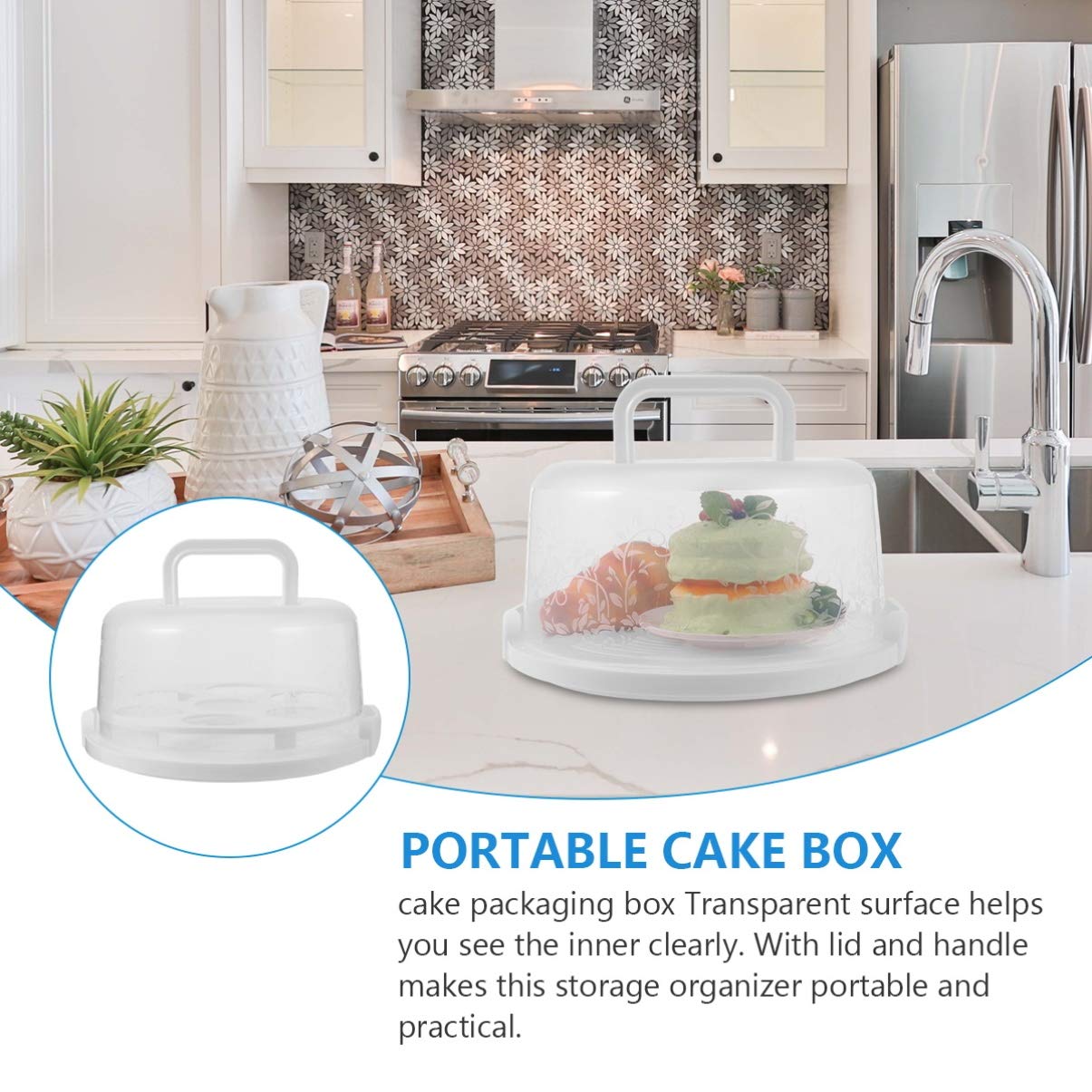 Hemoton 1-Piece White Cake Box - Portable Cake Carrier & Cupcake Storage Container for Transporting & Displaying Cakes, Cupcakes & Desserts - Perfect for Parties, Baking, Catering & Home Use
