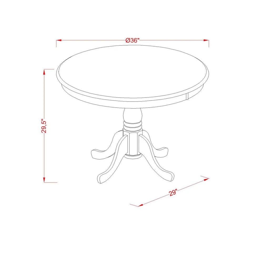 East West Furniture AMAN3-OAK-C 3-Piece Modern Dining Table Set - Round Kitchen Table with Pedestal Base & 2 Linen Fabric Chairs, 36x36 Inch, Oak Finish - Perfect for Small Spaces, Breakfast Nooks & Cozy Dining Rooms