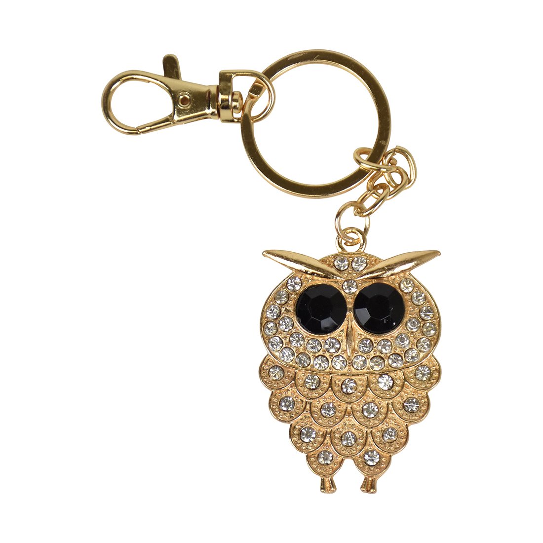 Stylish Gold Studded Owl Keychain Charm - Elegant Key Ring for Women & Men | Perfect for Gifts, Handbags, Backpacks & Key Organization
