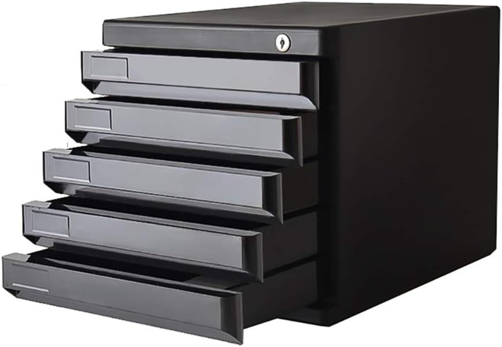 4-Drawer Desktop File Cabinet with Safety Lock - Black Office Desk Organizer for Documents, Supplies & Stationery Storage | Perfect for Home, Office & Workspace Organization