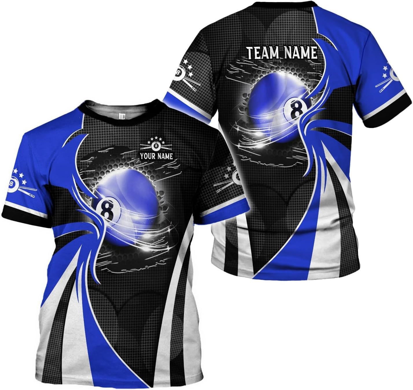 Custom Billiards Shirts for Women & Men - Personalized 8 Ball T-Shirts for Pool Teams & Players - Perfect for Tournaments, Leagues and Casual Play