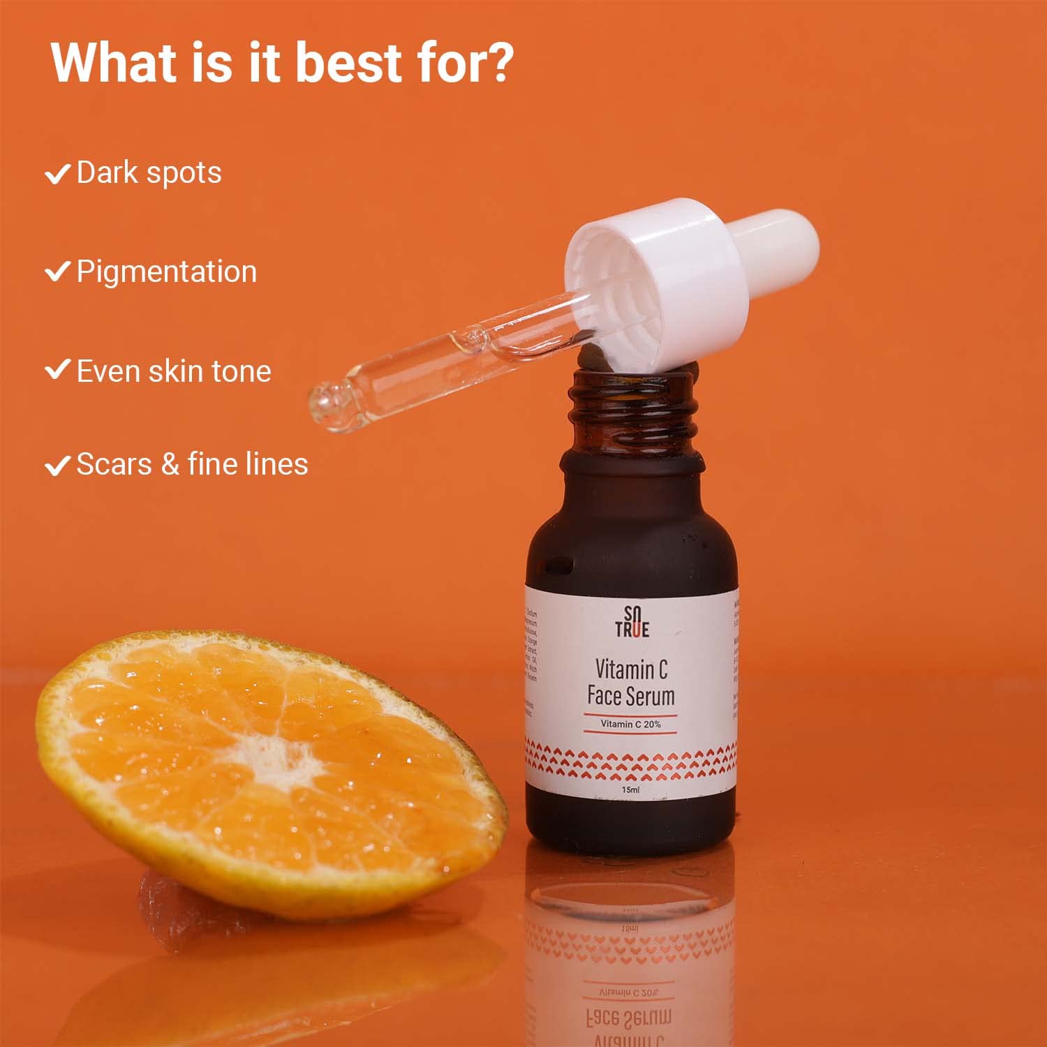 Sotrue 20% Vitamin C Face Serum with Hyaluronic Acid & Collagen Booster - 15ml Brightening Serum for Clear, Glowing Skin | Day & Night Use for All Skin Types