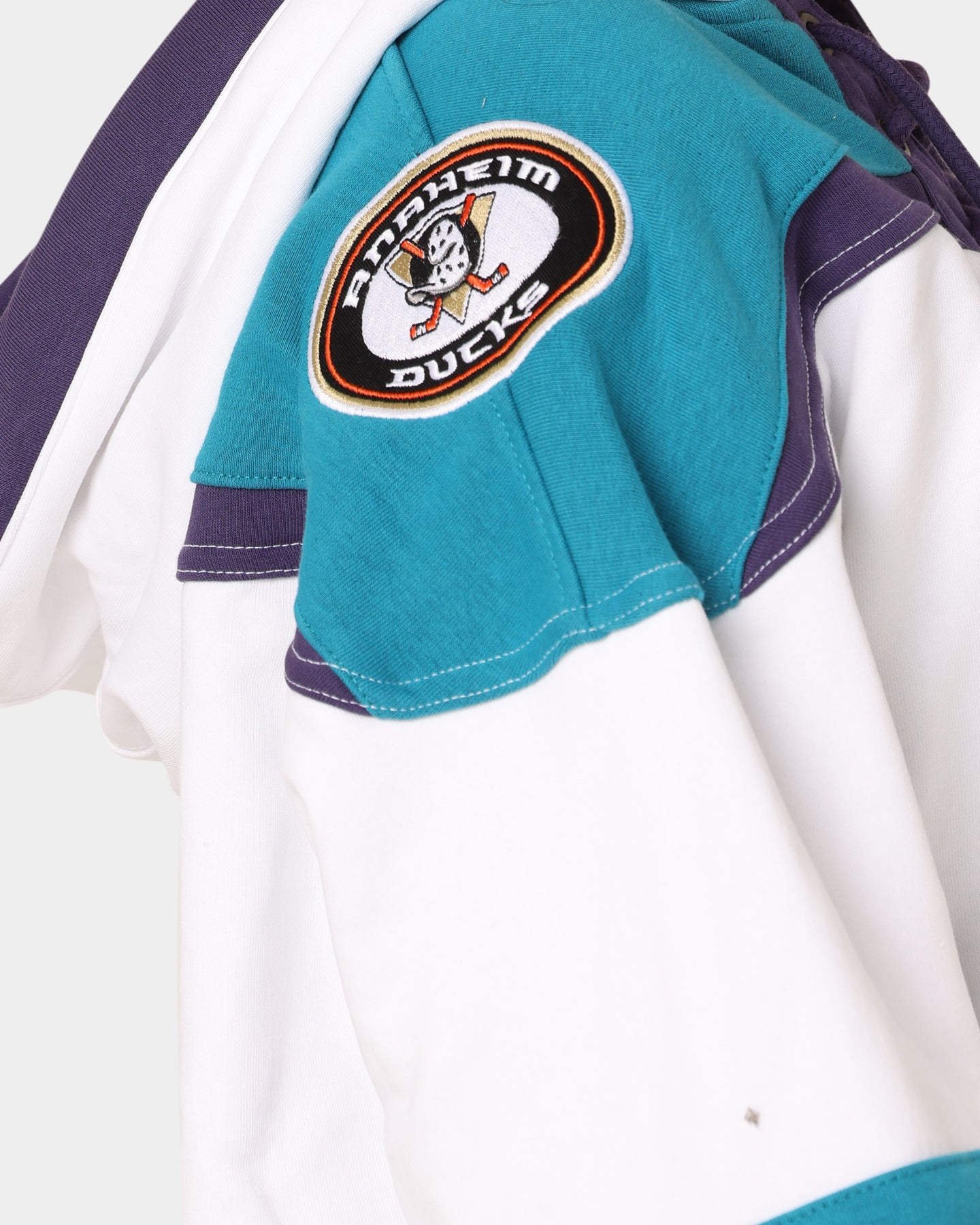 47 Brand Anaheim Ducks Superior Lacer Hoodie - White Wash - Men's NHL Hockey Pullover Sweatshirt for Game Day & Casual Wear